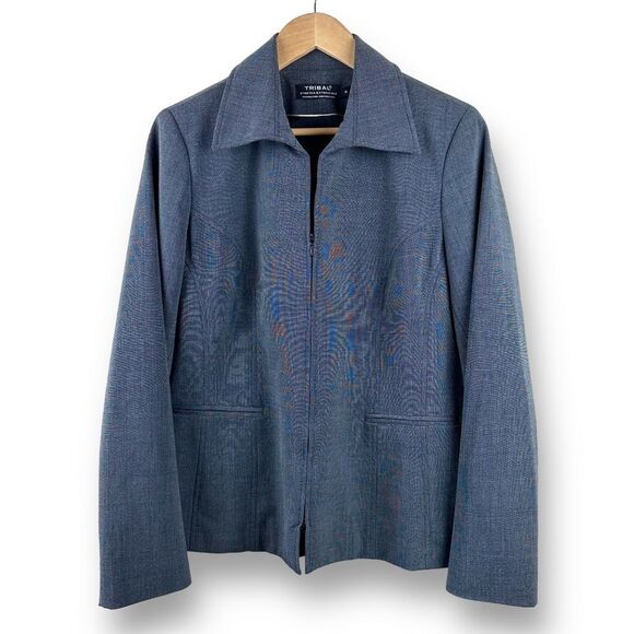 Tribal Womens 8 Full Zip Blazer Jacket Charcoal Gray Heathered Careerwear Office - Picture 1 of 10